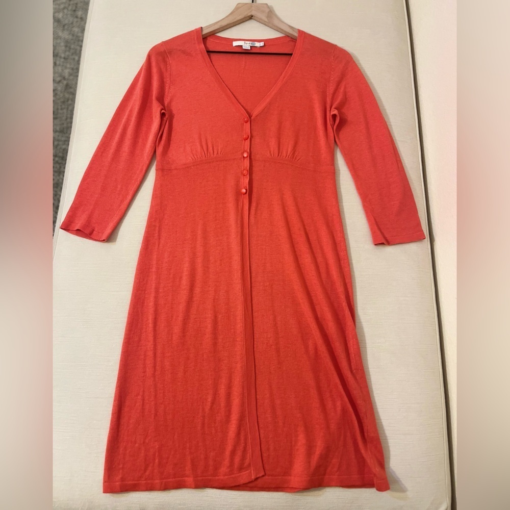 Boden Button Front Cardigan 3/4 Sleeve Lightweight Knit Duster Capsule Wardrobe
